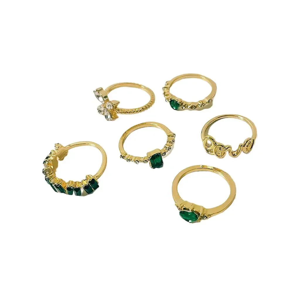 Gold & Green 6-Piece Stacking Ring Set